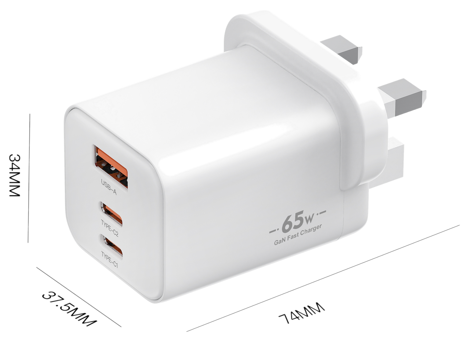 BK65WACC dimensions - UK plug