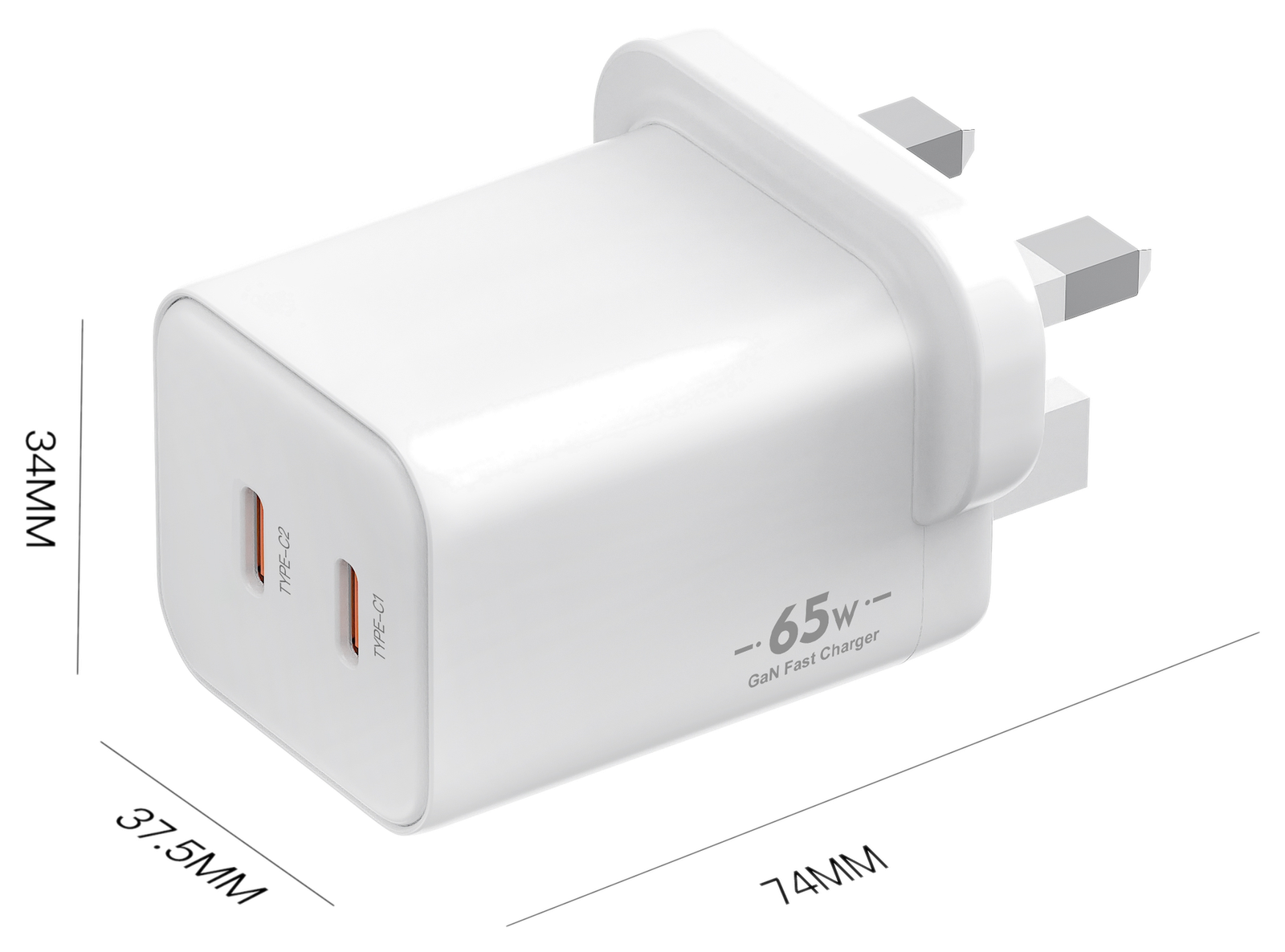 BK65WCC dimensions - UK plug