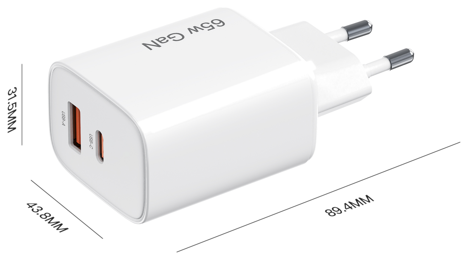 FB65WAC dimensions - EU plug