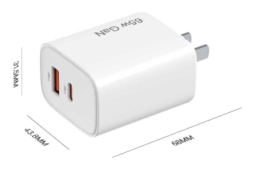 FB65WAC dimensions - US plug (folded)
