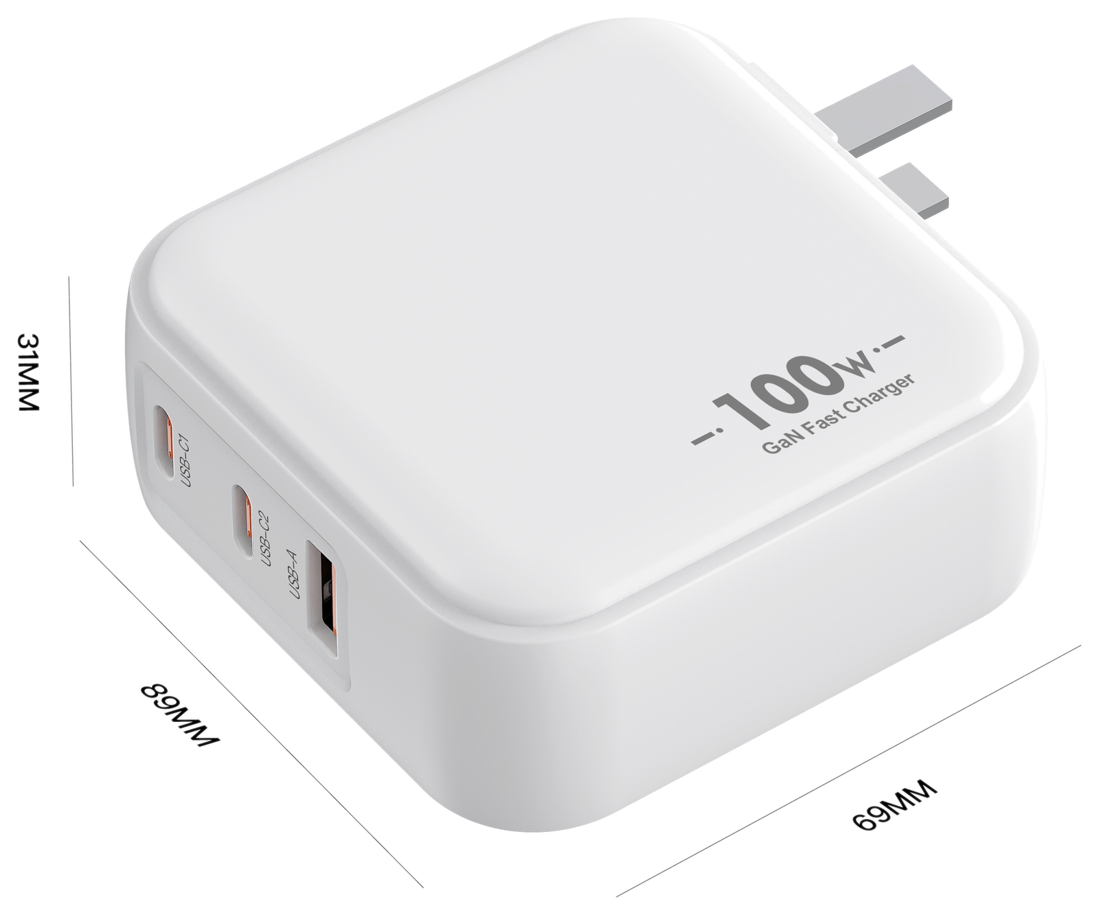MB100WACC dimensions - UK plug