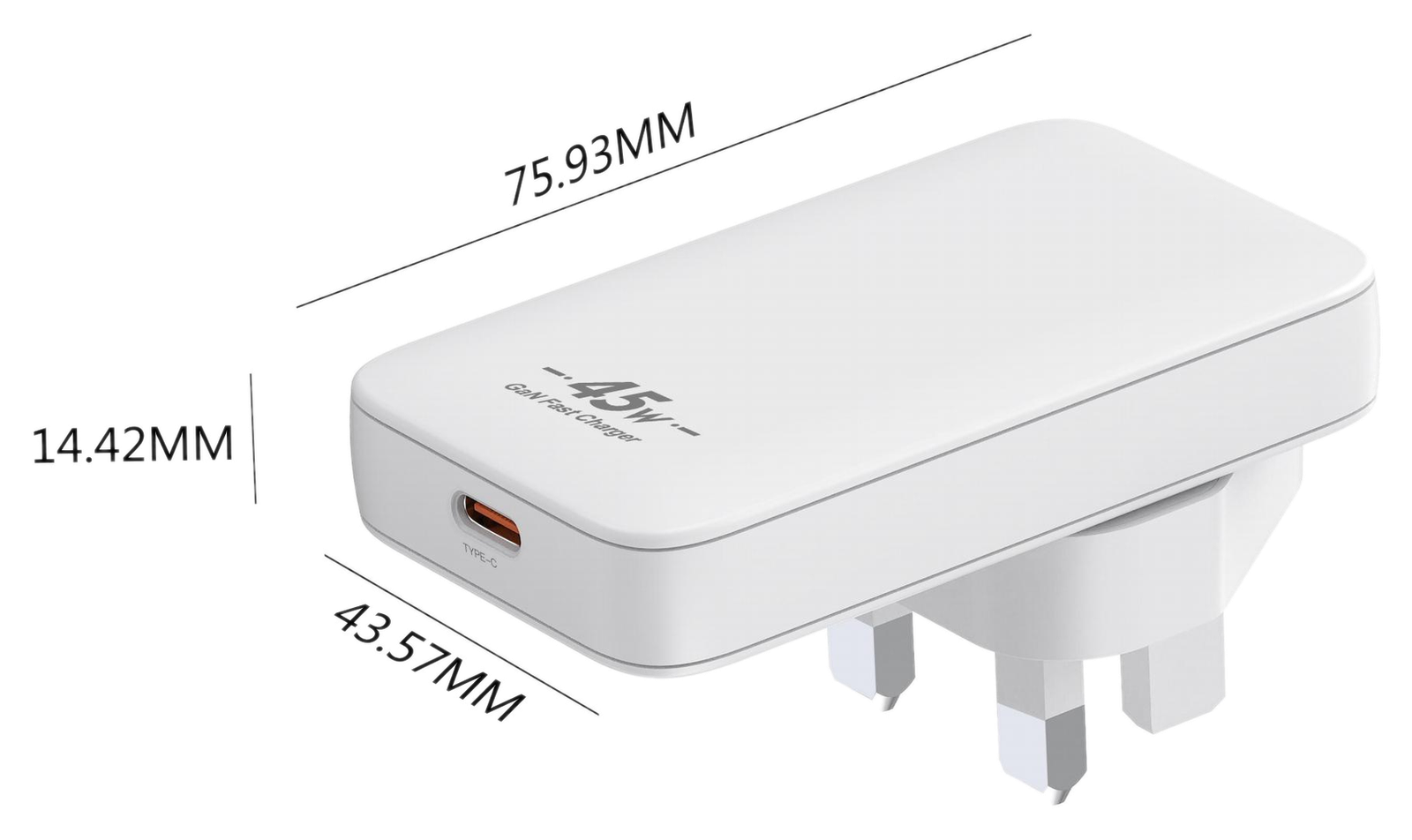 RC45W1C dimensions - EU plug