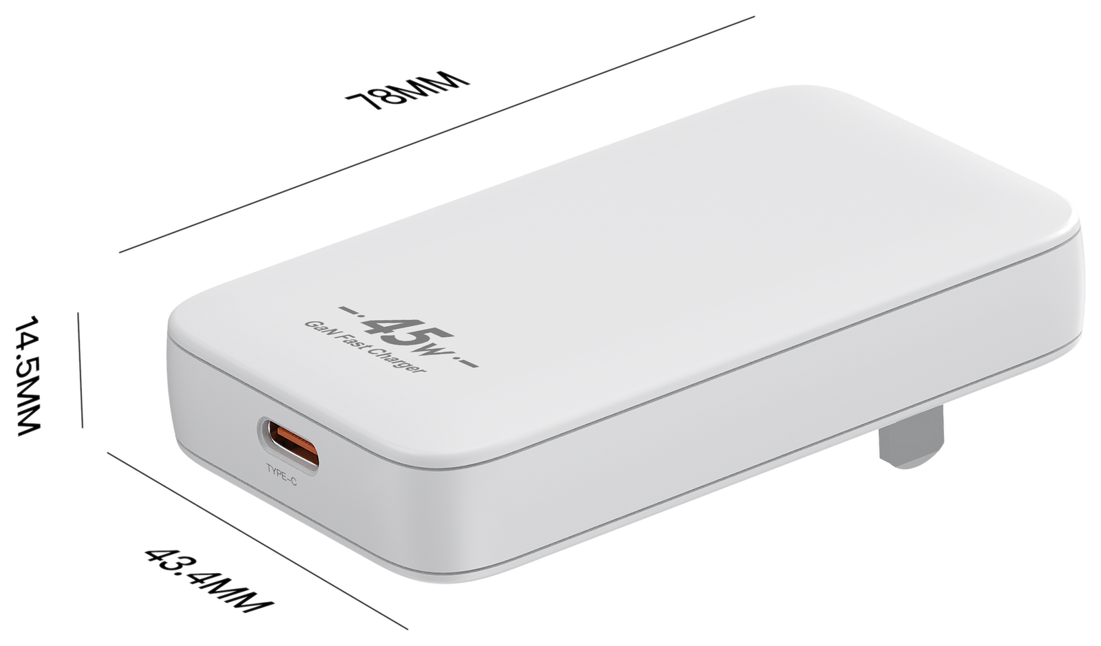 RC45W1C dimensions - UK plug