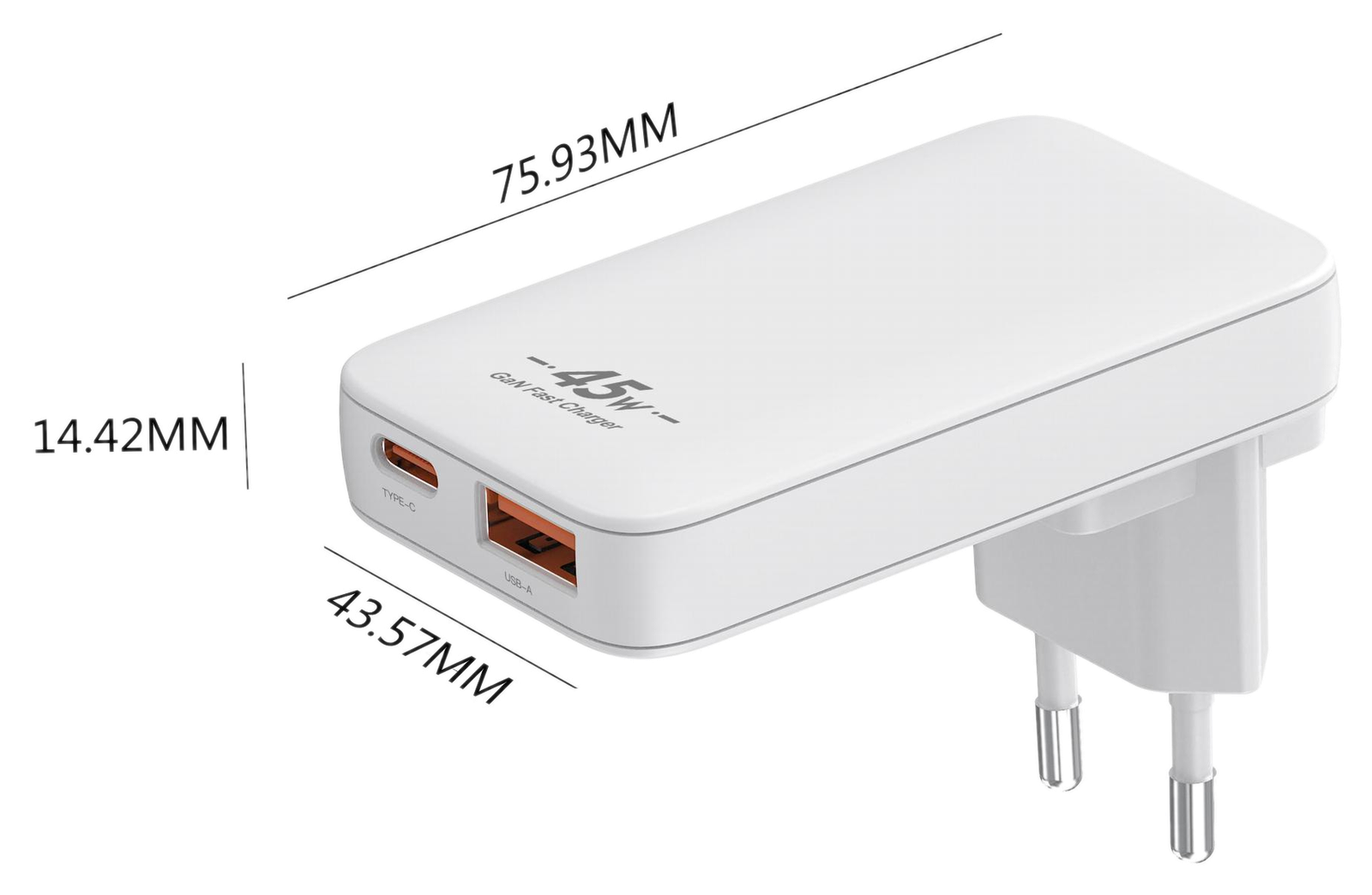 RC45WAC dimensions - EU plug