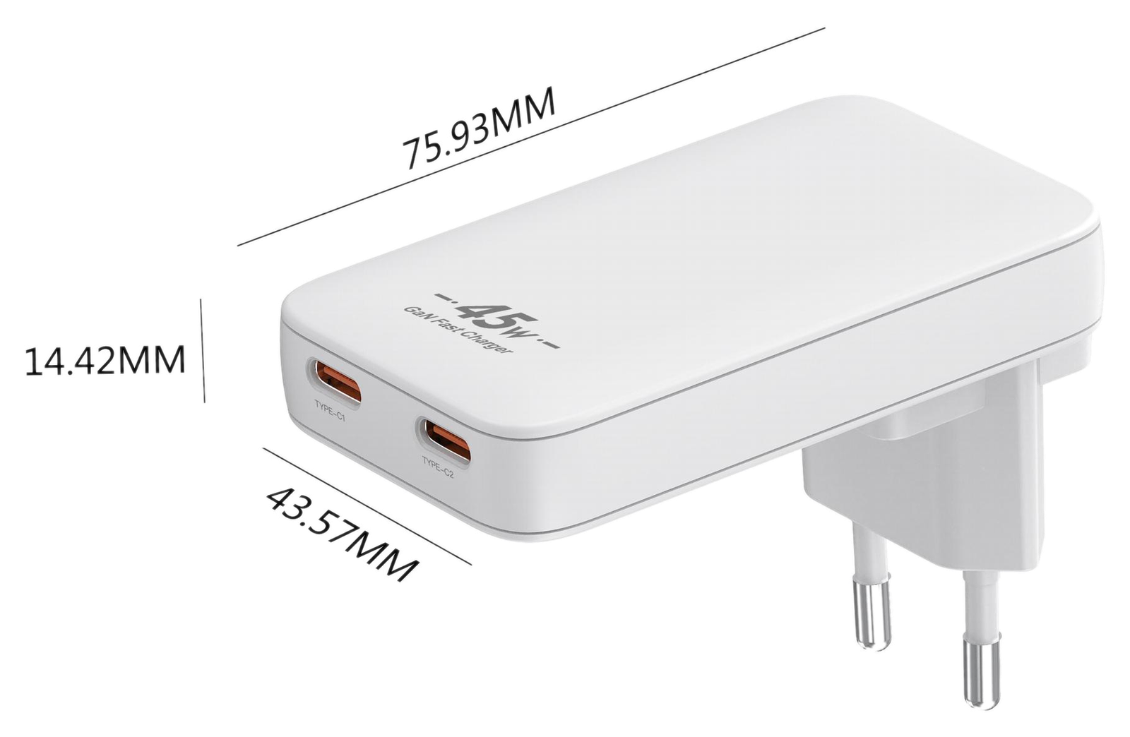 RC45WCC dimensions - EU plug