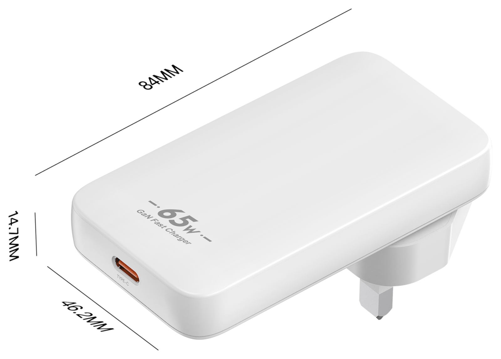 RC65W1C dimensions - UK plug