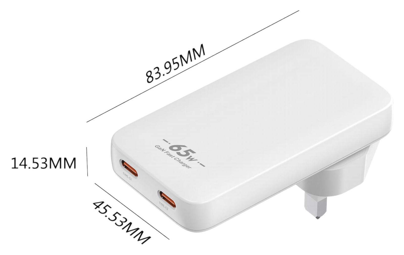 RC65WCC dimensions - UK plug