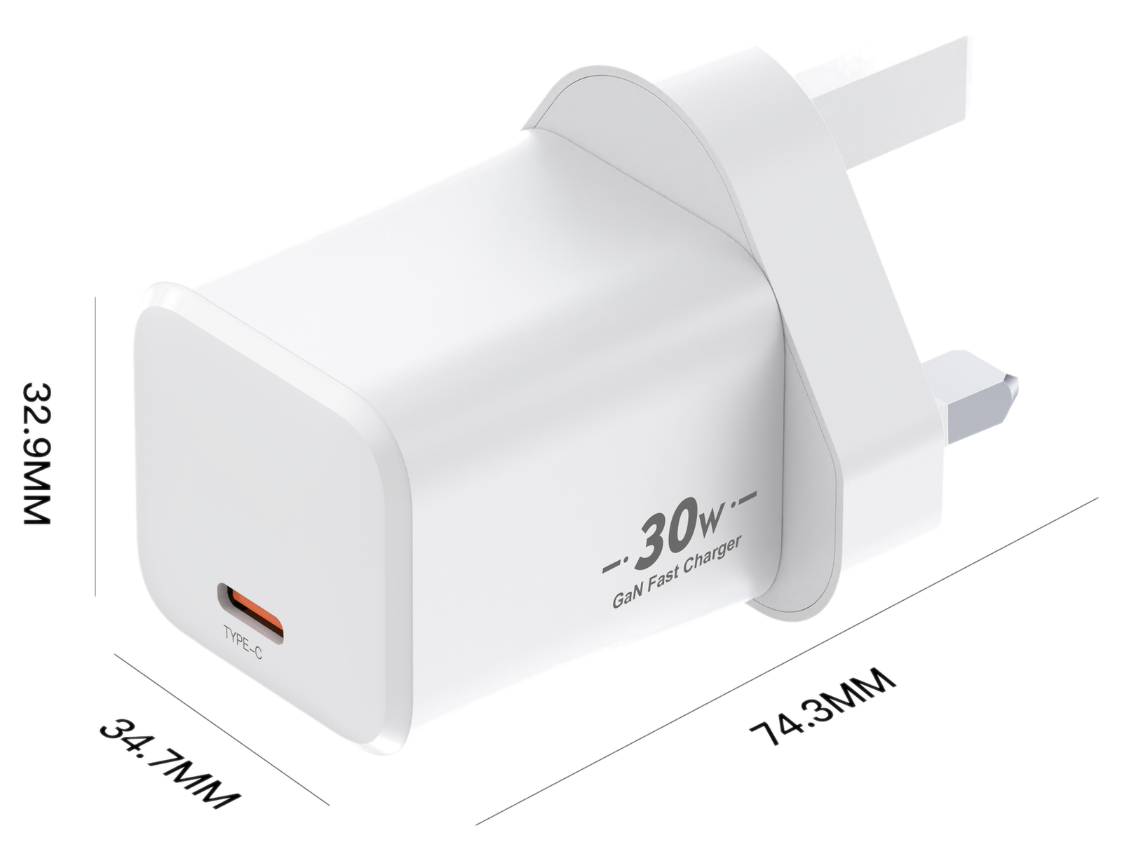 XFC30W1C dimensions - UK plug