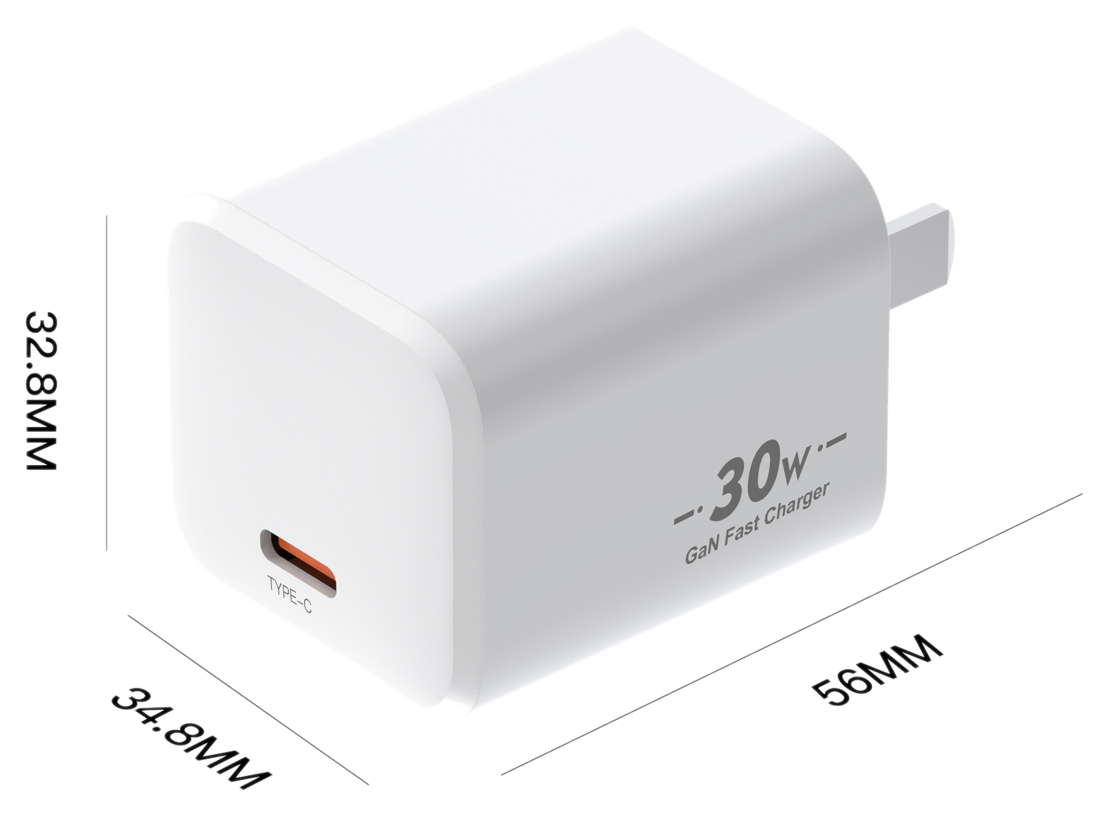 XFC30W1C dimensions - US plug (folded)