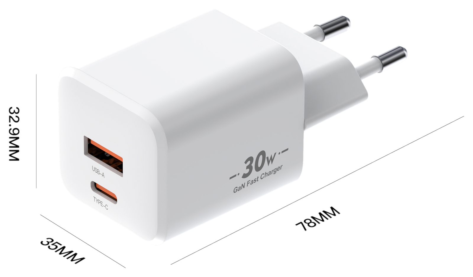 XFC30WAC dimensions - EU plug