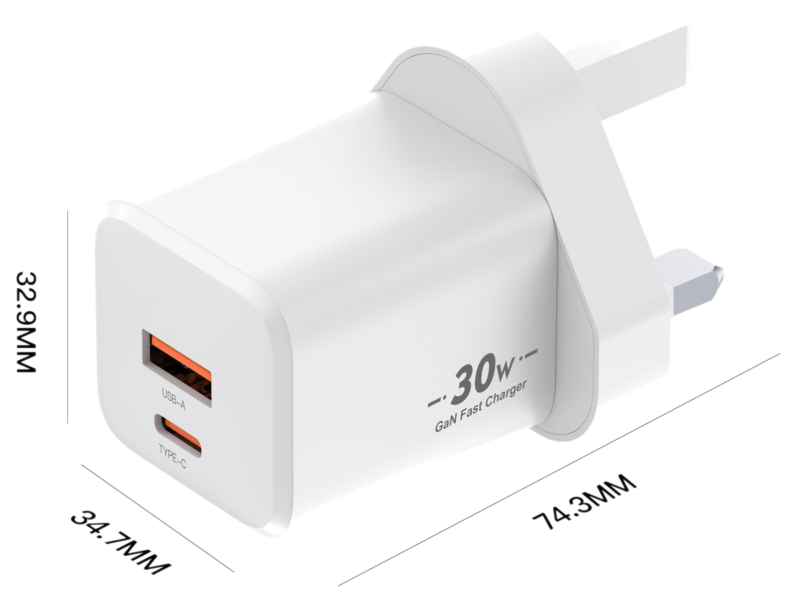 XFC30WAC dimensions - UK plug