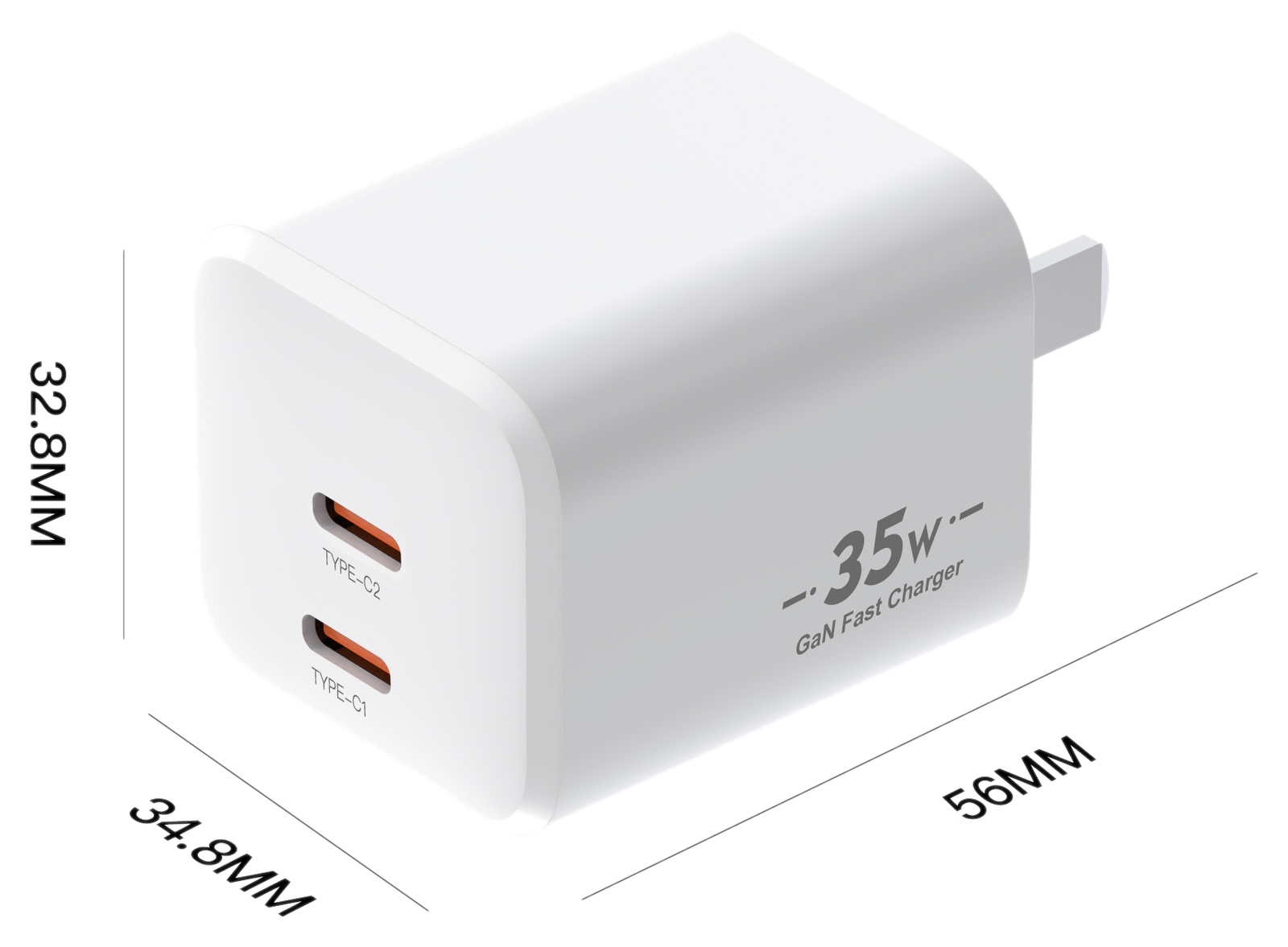 XFC35WCC dimensions - US plug (folded)
